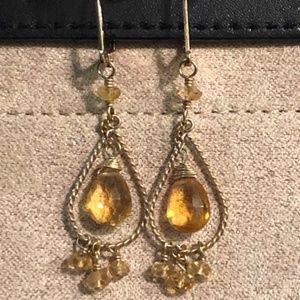 Sophia & Chloe Small Gold/Citrine Teardrop Earrings
